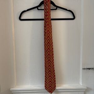 Vintage 90s Gianni Versace Red and Gold Patterned Tie
